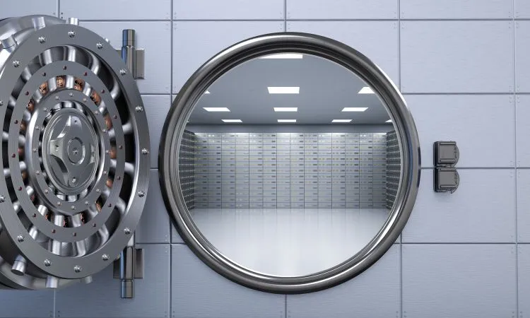 Bank vault with open door