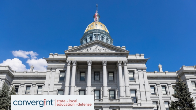 Colorado state Capitol building against blue sky in Denver city